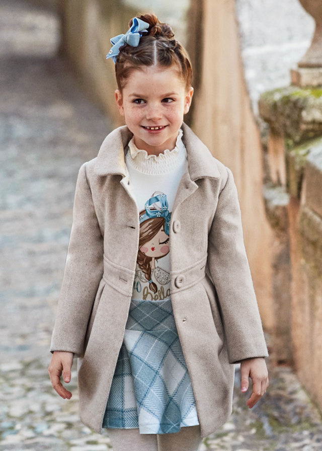 4406- Coat for girl - Sepia