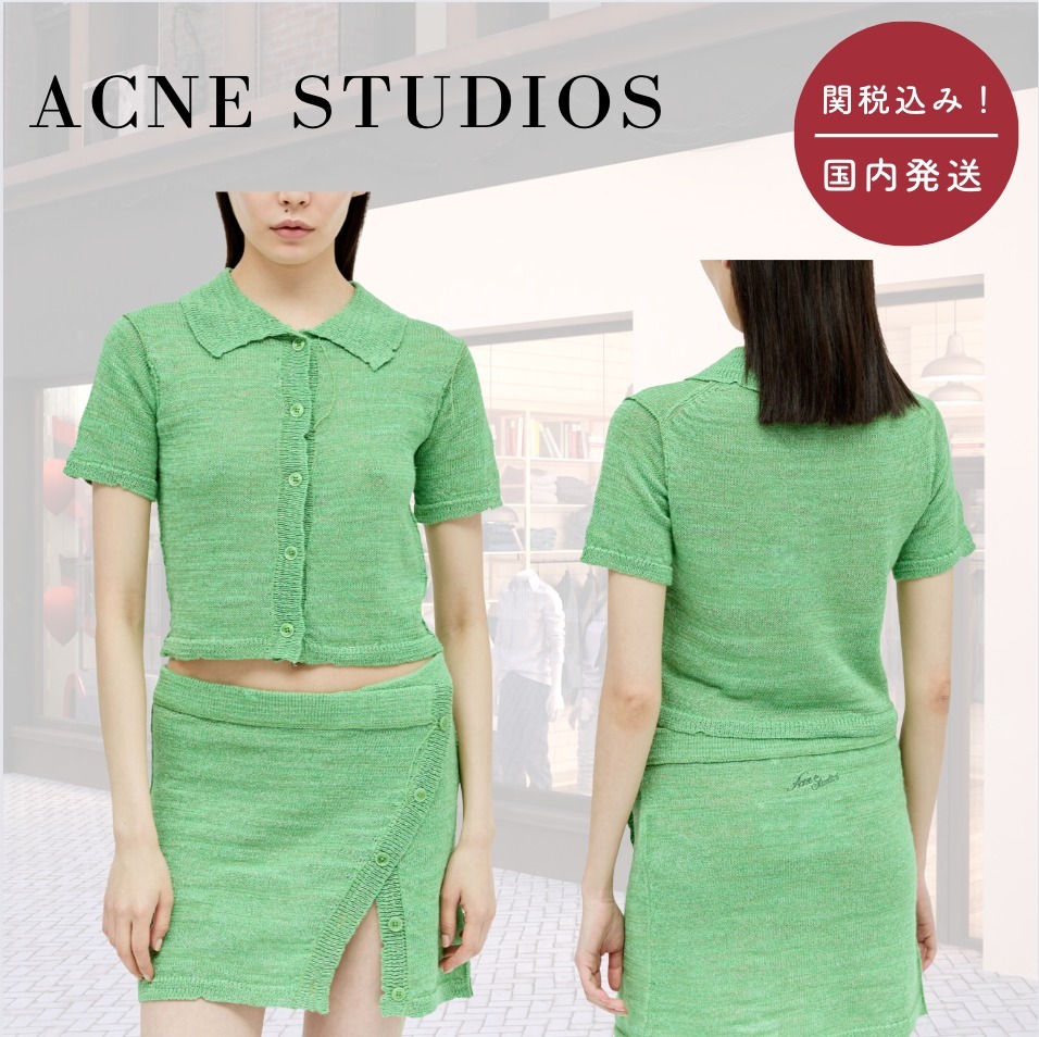 Acne Studios  |Linen Cotton Short Sleeves Cropped Tops Cardigans