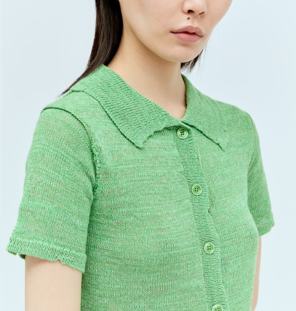 Acne Studios  |Linen Cotton Short Sleeves Cropped Tops Cardigans