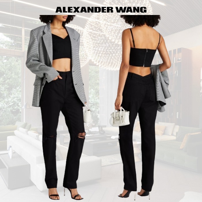 Alexander Wang  |Denim Sleeveless Plain Cotton Cropped Tops Tanks & Camisoles