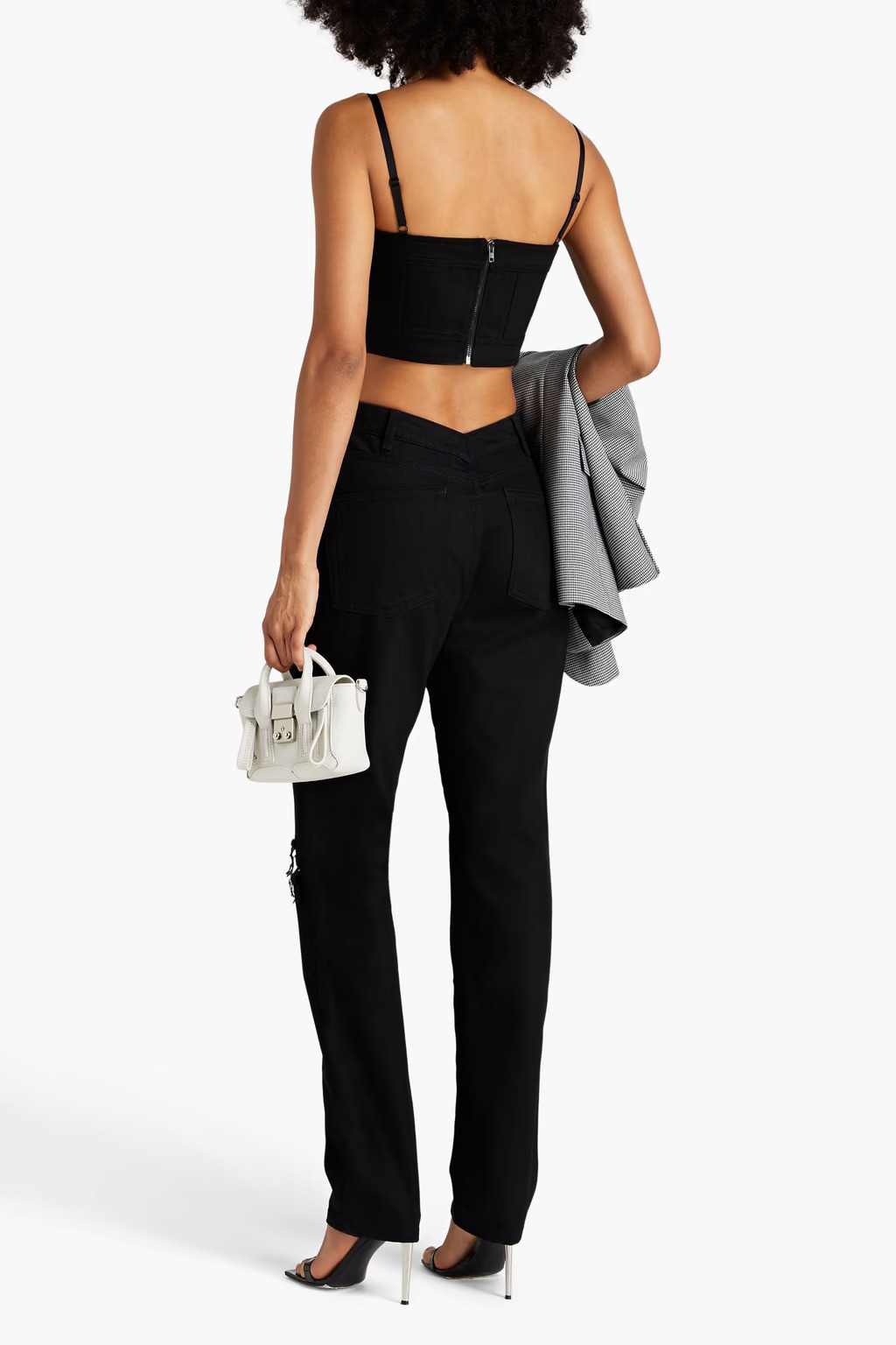 Alexander Wang  |Denim Sleeveless Plain Cotton Cropped Tops Tanks & Camisoles