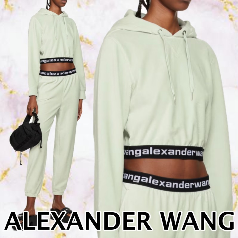 Alexander Wang  |Logo Cropped Tops Hoodies & Sweatshirts