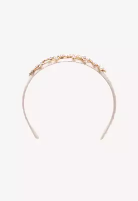 Alloy Beaded Crown Pearl Headband