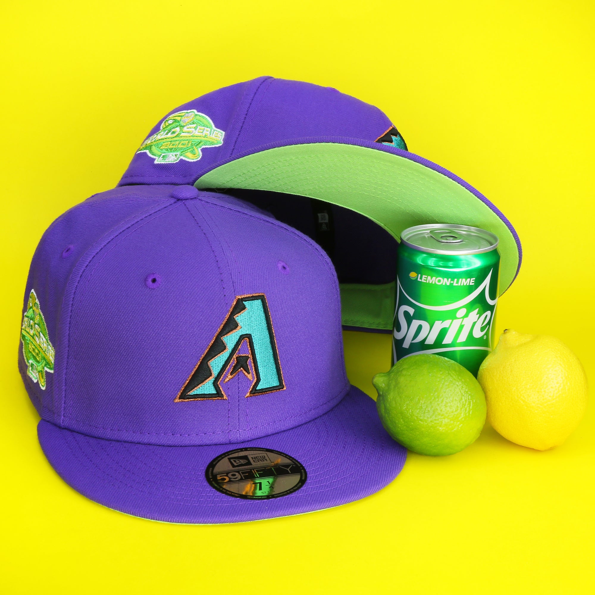 Arizona Diamondbacks Cooperstown 2001 World Series Side Patch Citrus Pop Green UV 59Fifty Fitted Cap