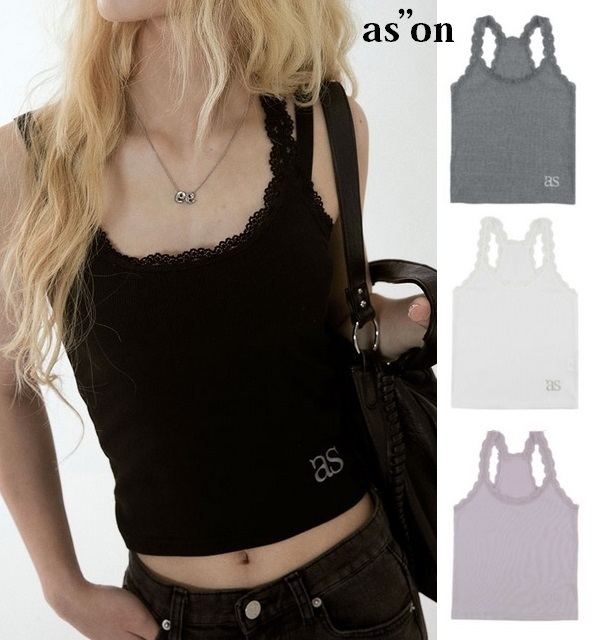 ason  |Lace Logo Cropped Tops Tanks & Camisoles