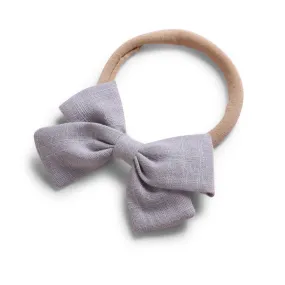 Baby Linen Bow Headband — Grey