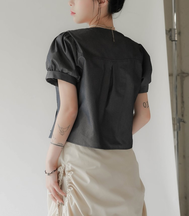 Binary01  |Short Sleeves Cropped Tops Shirts & Blouses