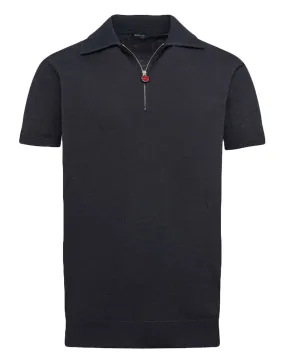 Black Zip Short Sleeve Polo