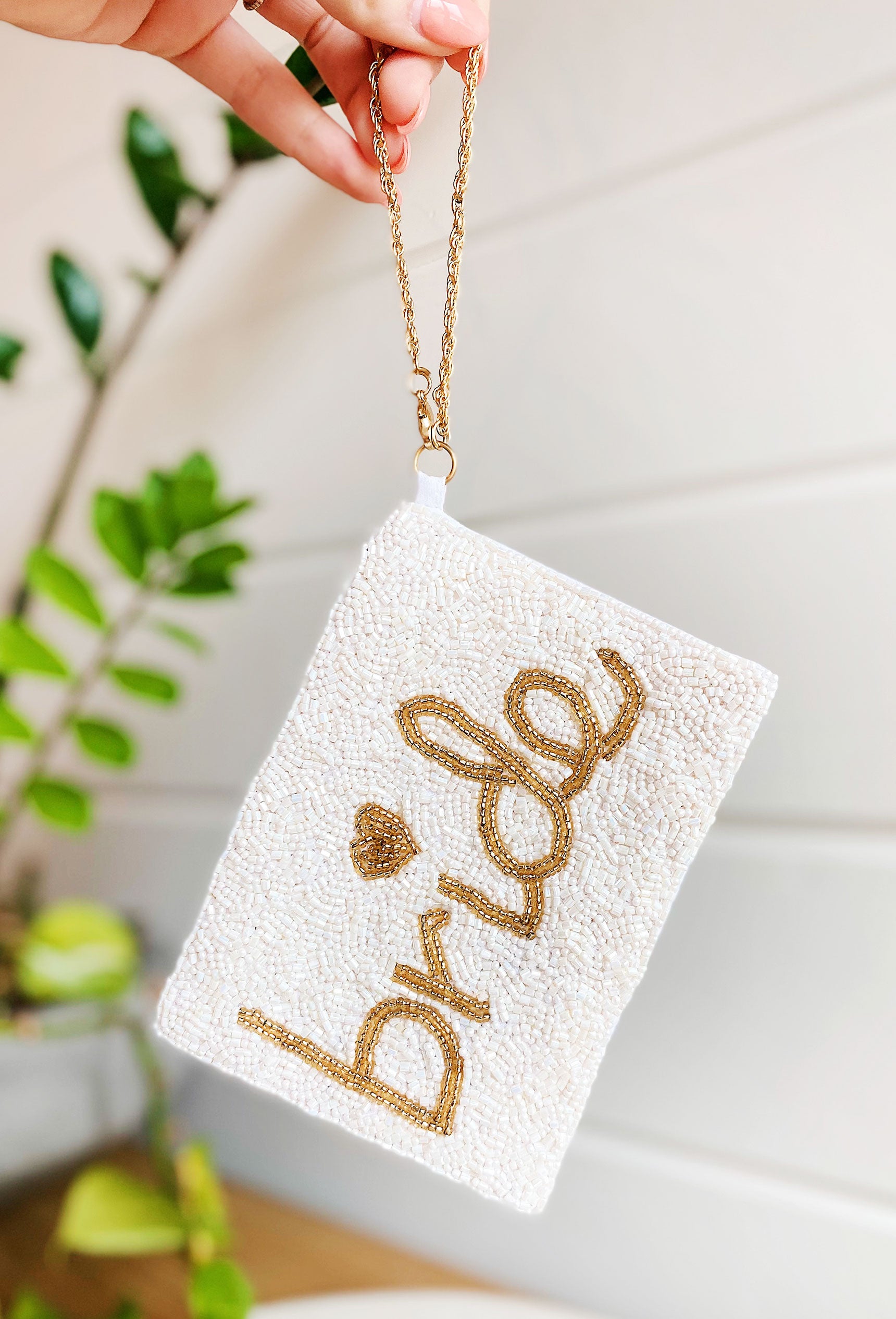 Bride Beaded Pouch in White