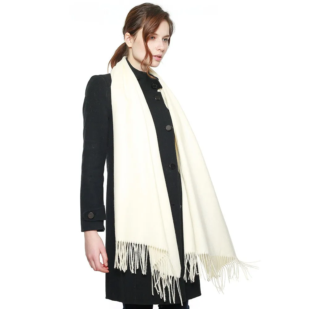 Cashmere Feel Shawl Ivory AZ19-11