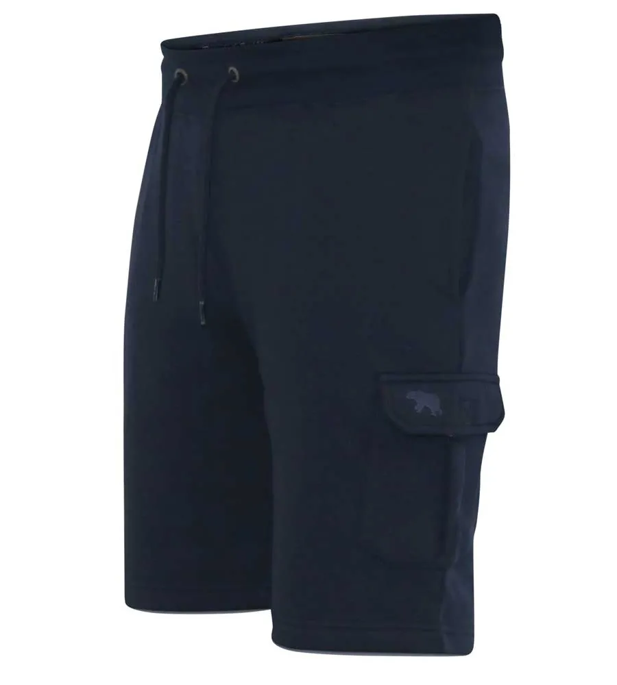 D555 Big Mens Navy Fleece Cargo Shorts With Elasticated Waist (CYRUS 1)