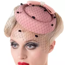 Dusky Pink Vintage Retro Pillbox Hat Fascinator