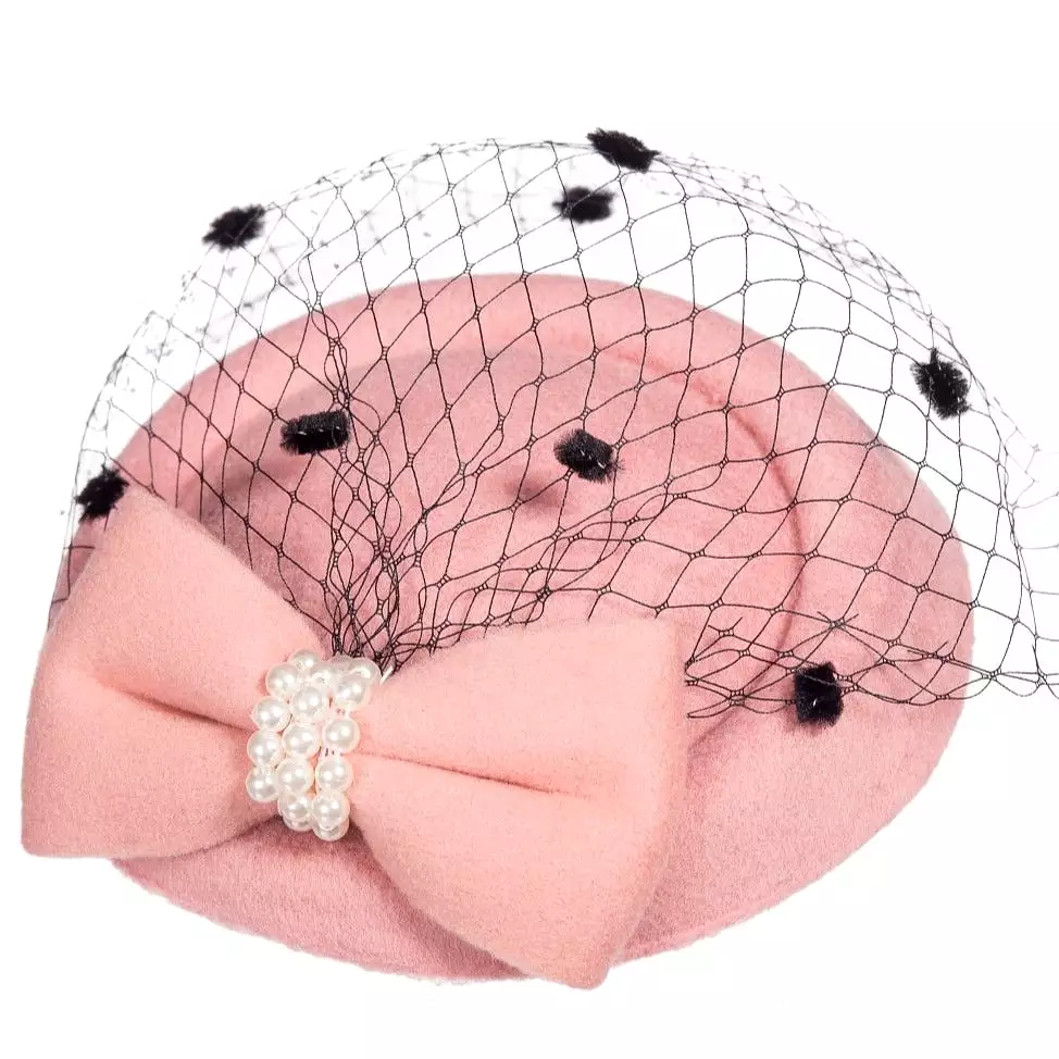 Dusky Pink Vintage Retro Pillbox Hat Fascinator