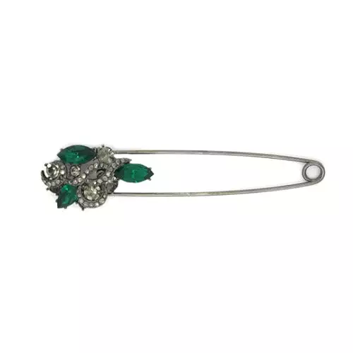 Emerald Crystal Large Pin Brooch