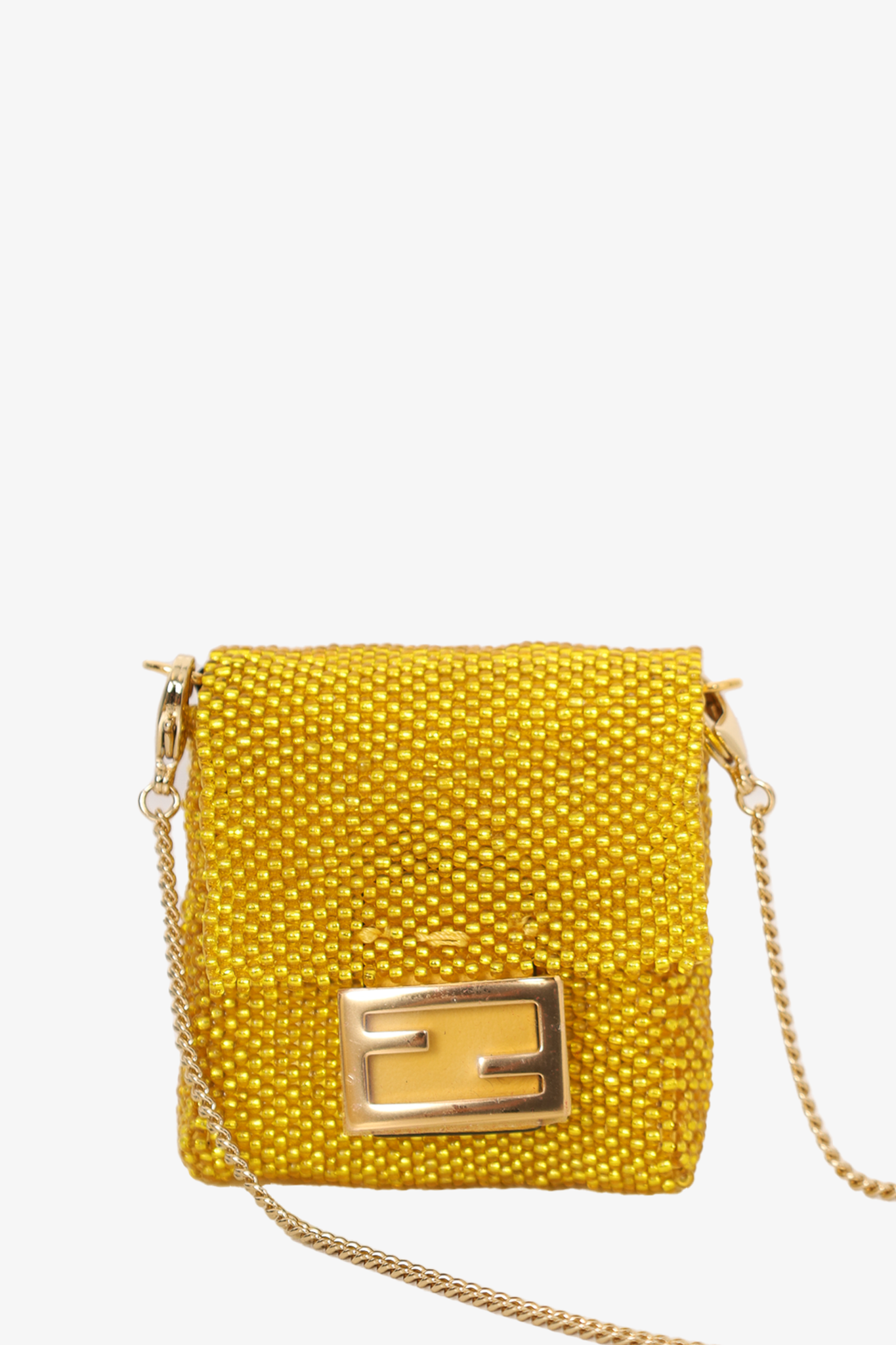 Fendi Yellow Beaded Pico Baguette Charm