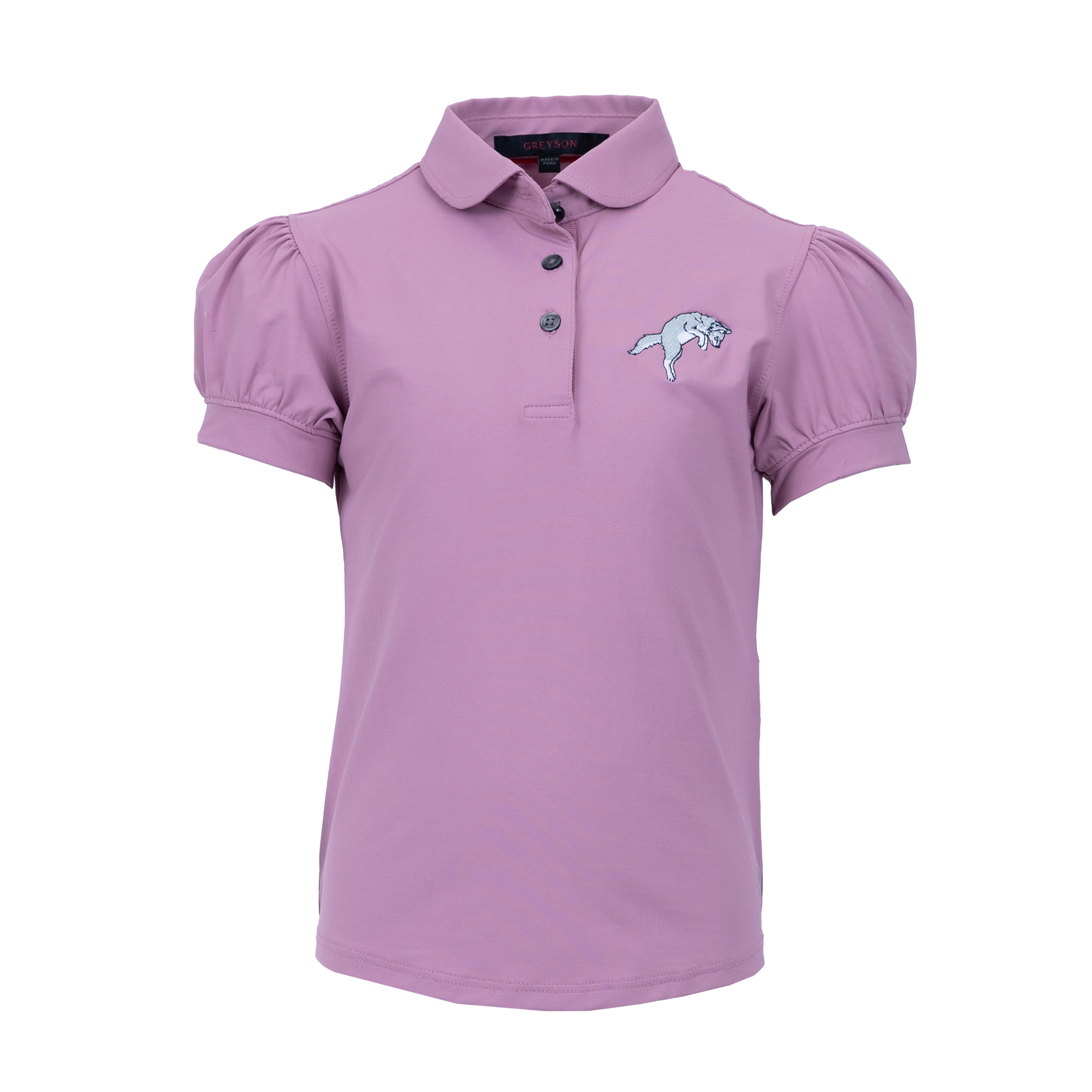 Girl's Pouncing Wolf Scarlett Polo