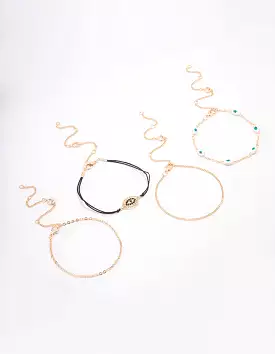 Gold Evil Eye Bracelet & Anklet 4-Pack