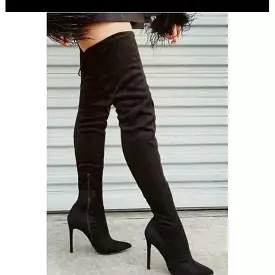 High Heel Suede Lace up Boot