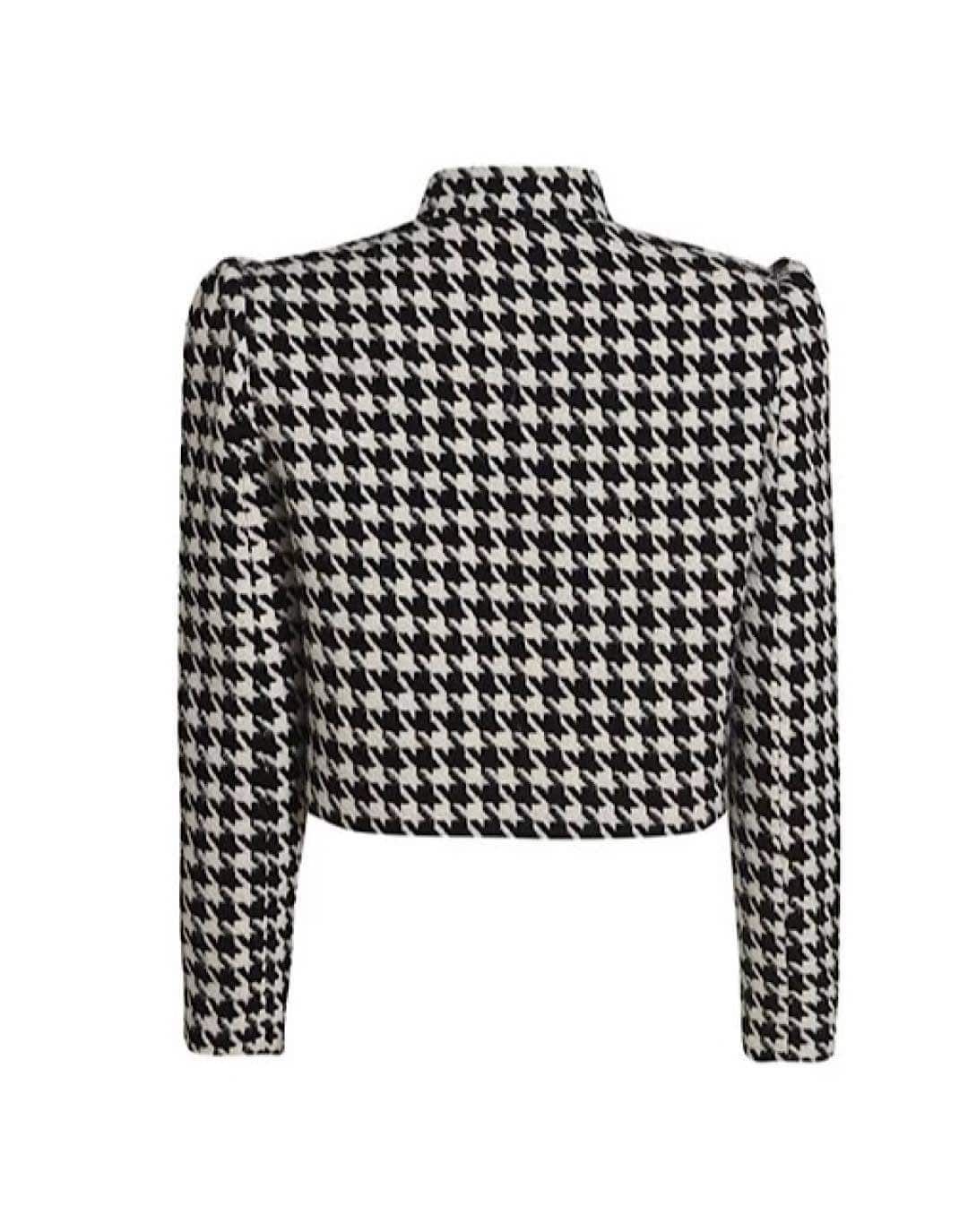 Houndstooth Cropped Tweed Coat