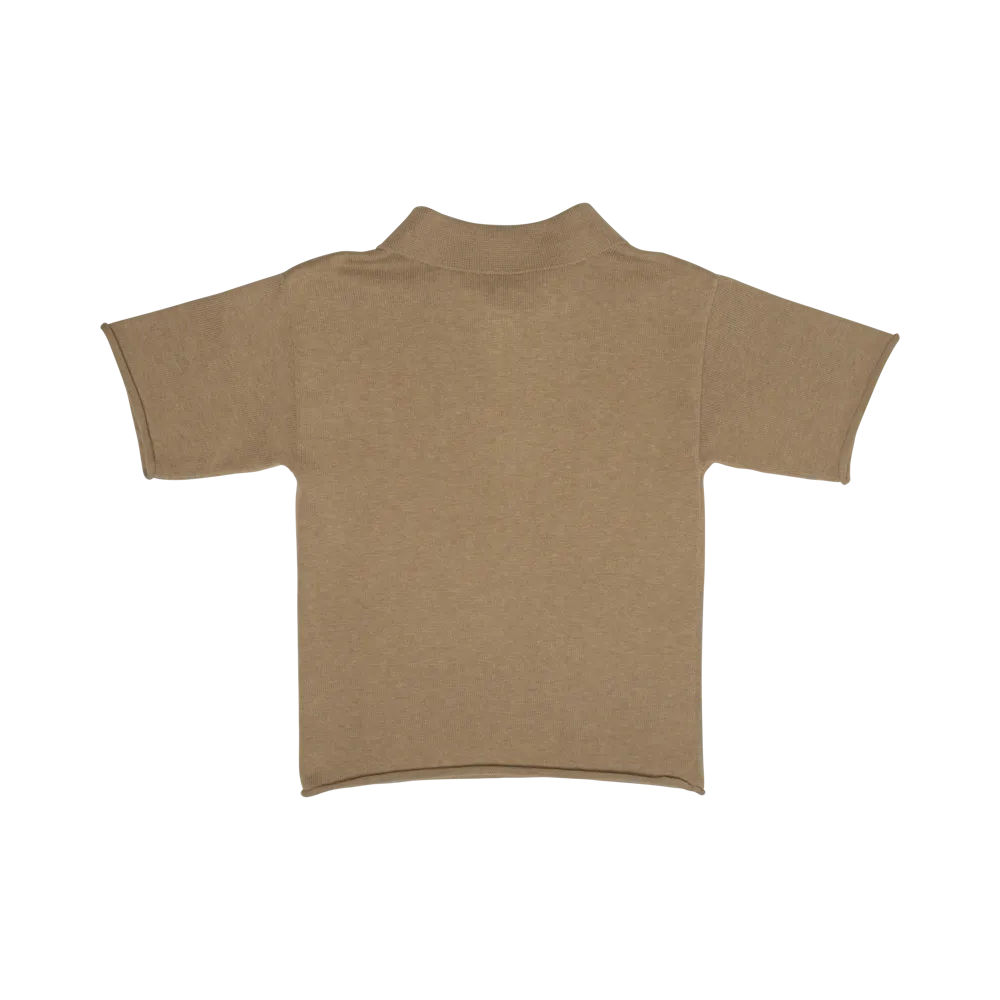 MACKAY KNITTED CASHMERE POLO-Taupe