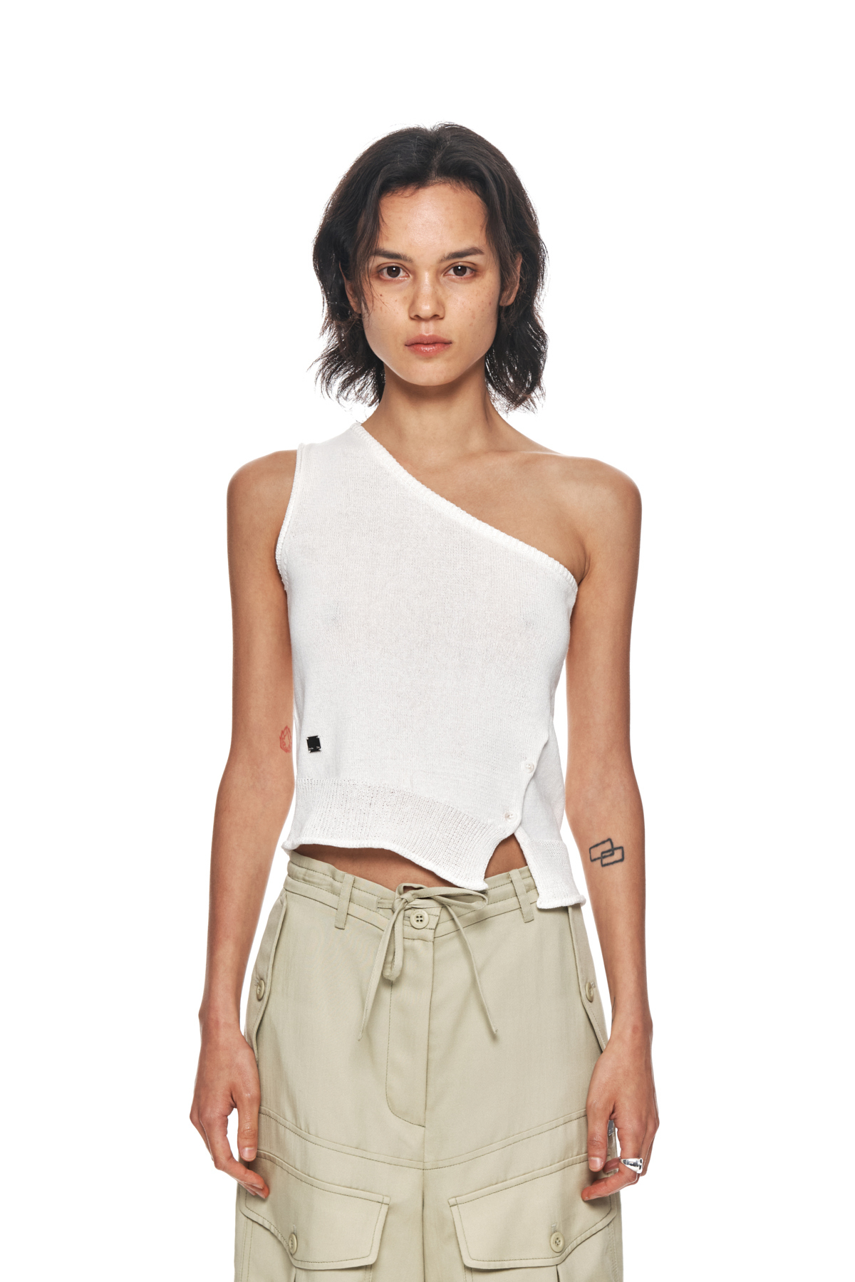 Matin Kim  |Plain Cotton Cropped Tops Tanks & Camisoles