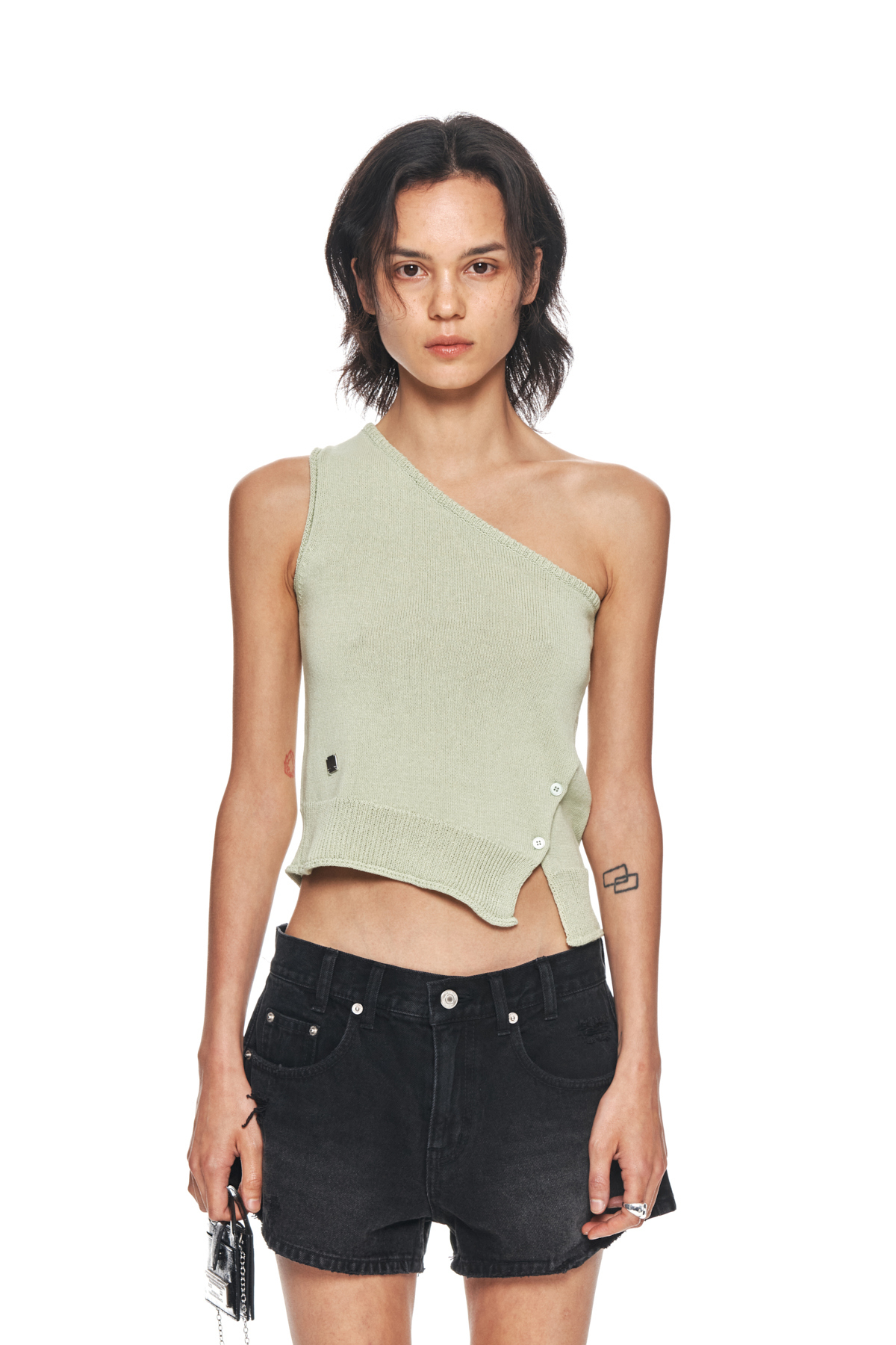 Matin Kim  |Plain Cotton Cropped Tops Tanks & Camisoles