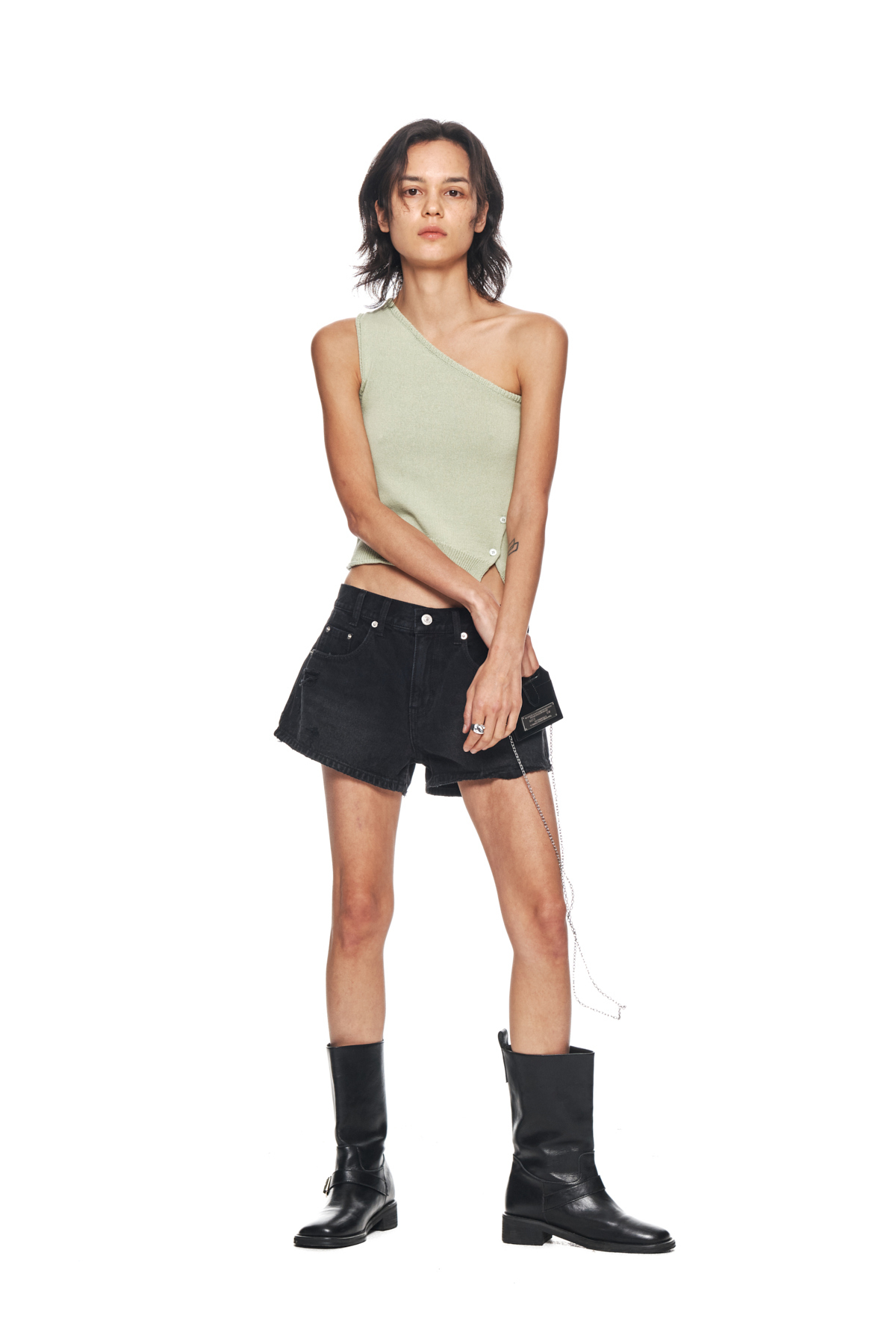 Matin Kim  |Plain Cotton Cropped Tops Tanks & Camisoles