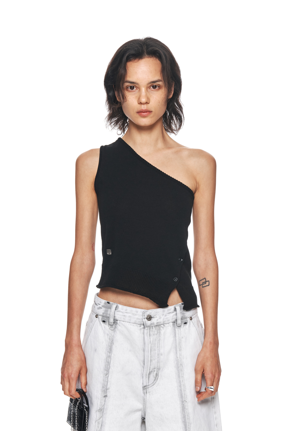 Matin Kim  |Plain Cotton Cropped Tops Tanks & Camisoles