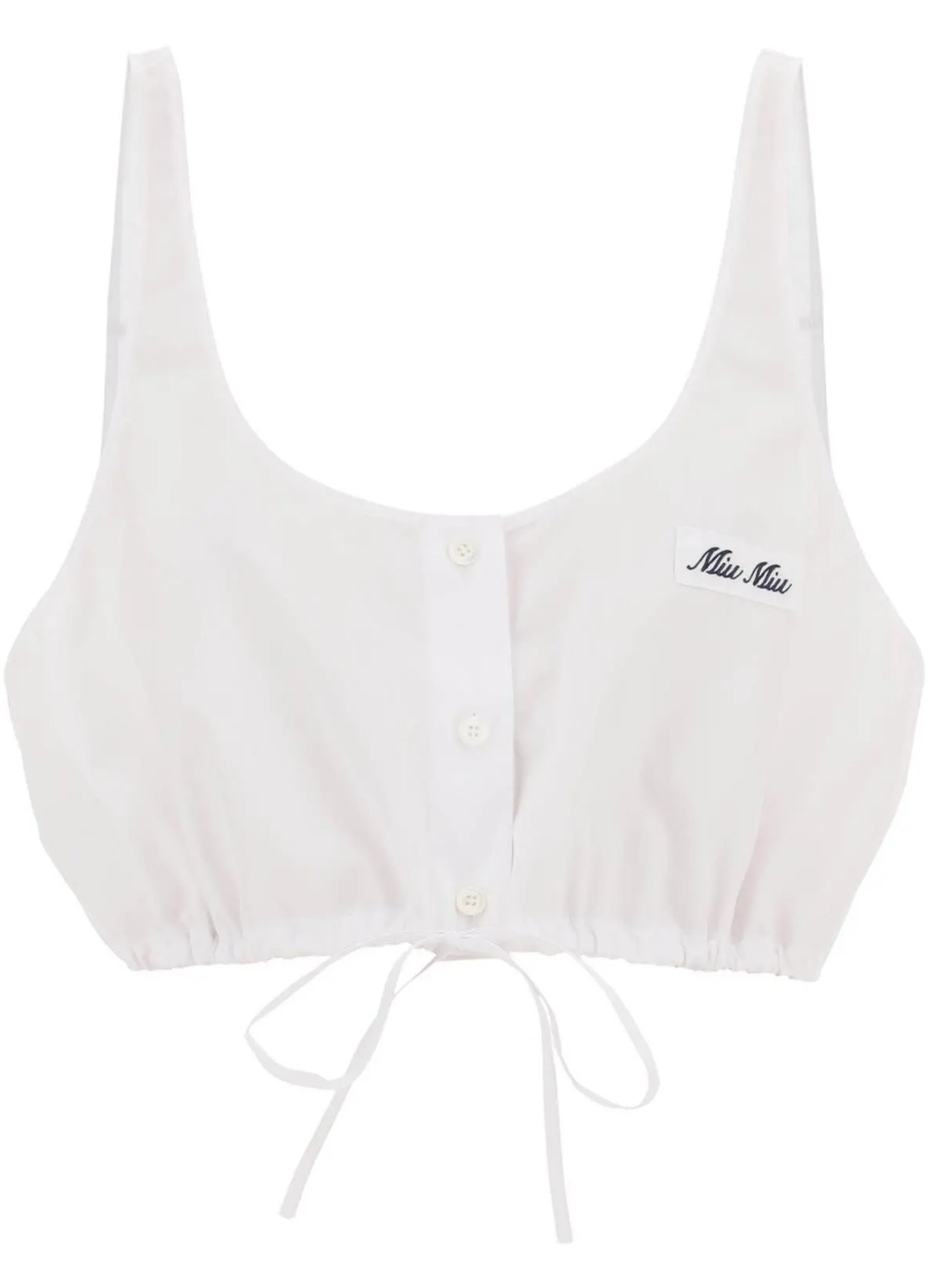 MiuMiu  |Plain Cotton Logo Cropped Tops Tanks & Camisoles