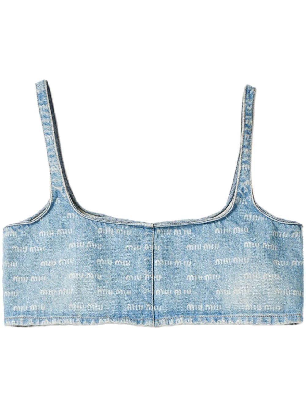 MiuMiu  |Sleeveless Cotton Logo Cropped Tops Tanks & Camisoles