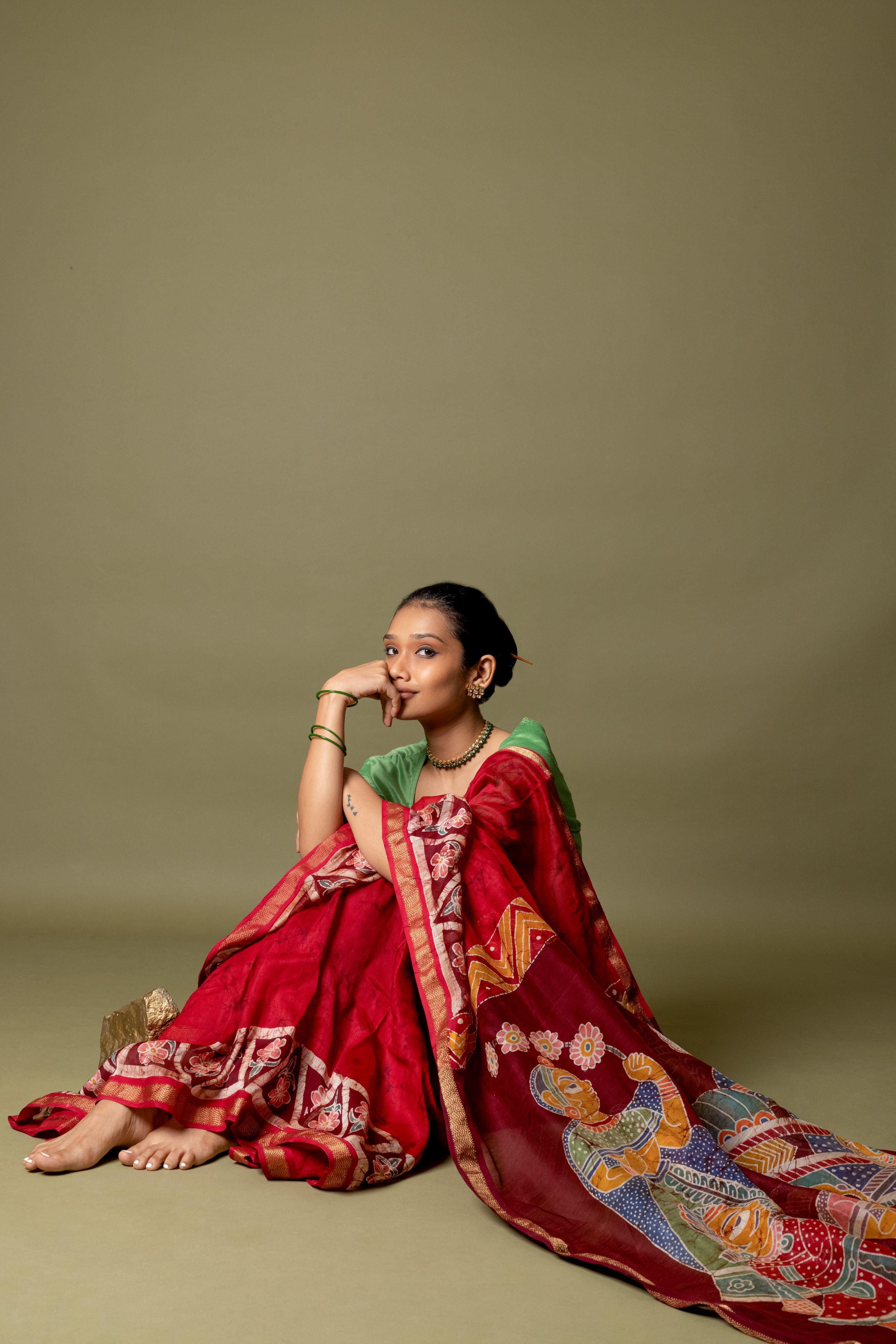 Narmada -Dulhan Batik Phad Maheswari saree