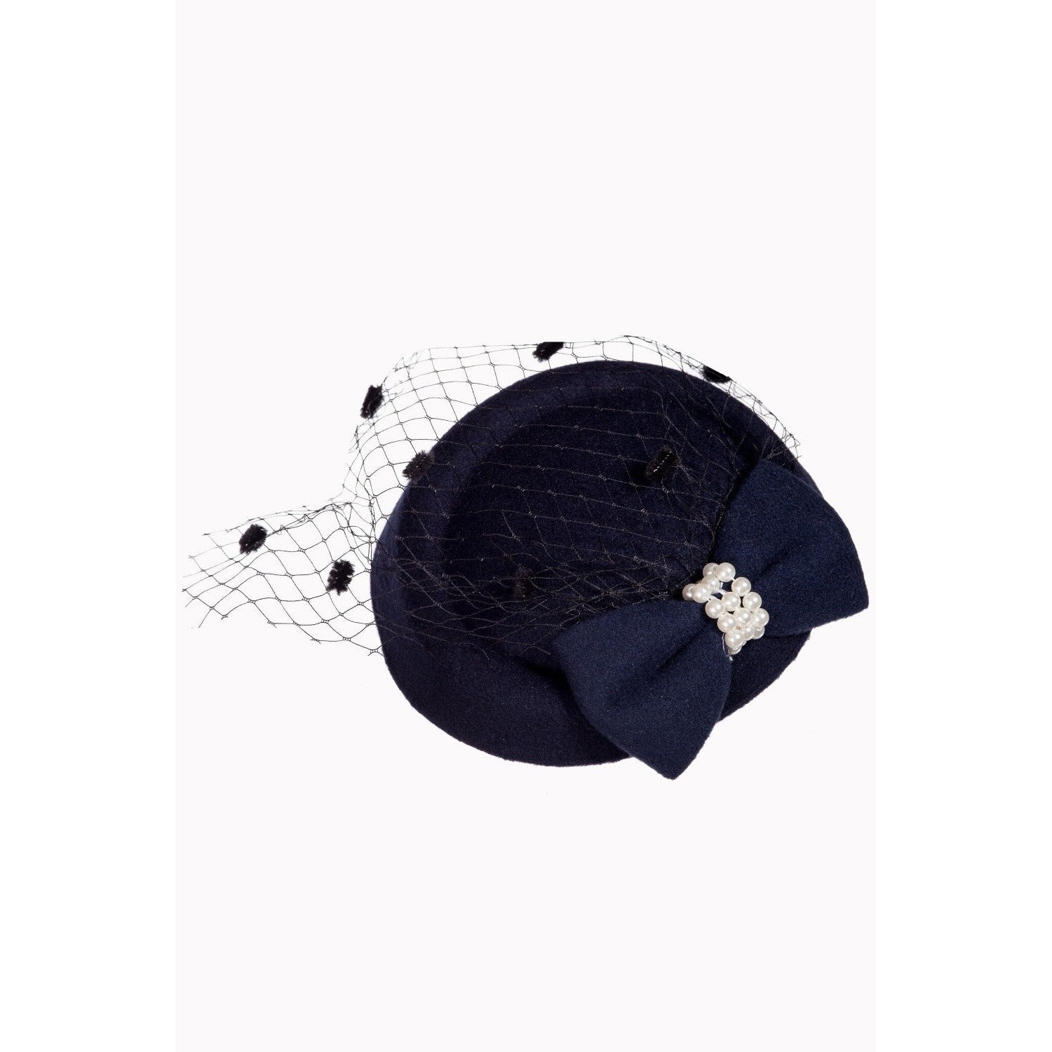 Navy Blue Vintage Retro Pillbox Hat Fascinator