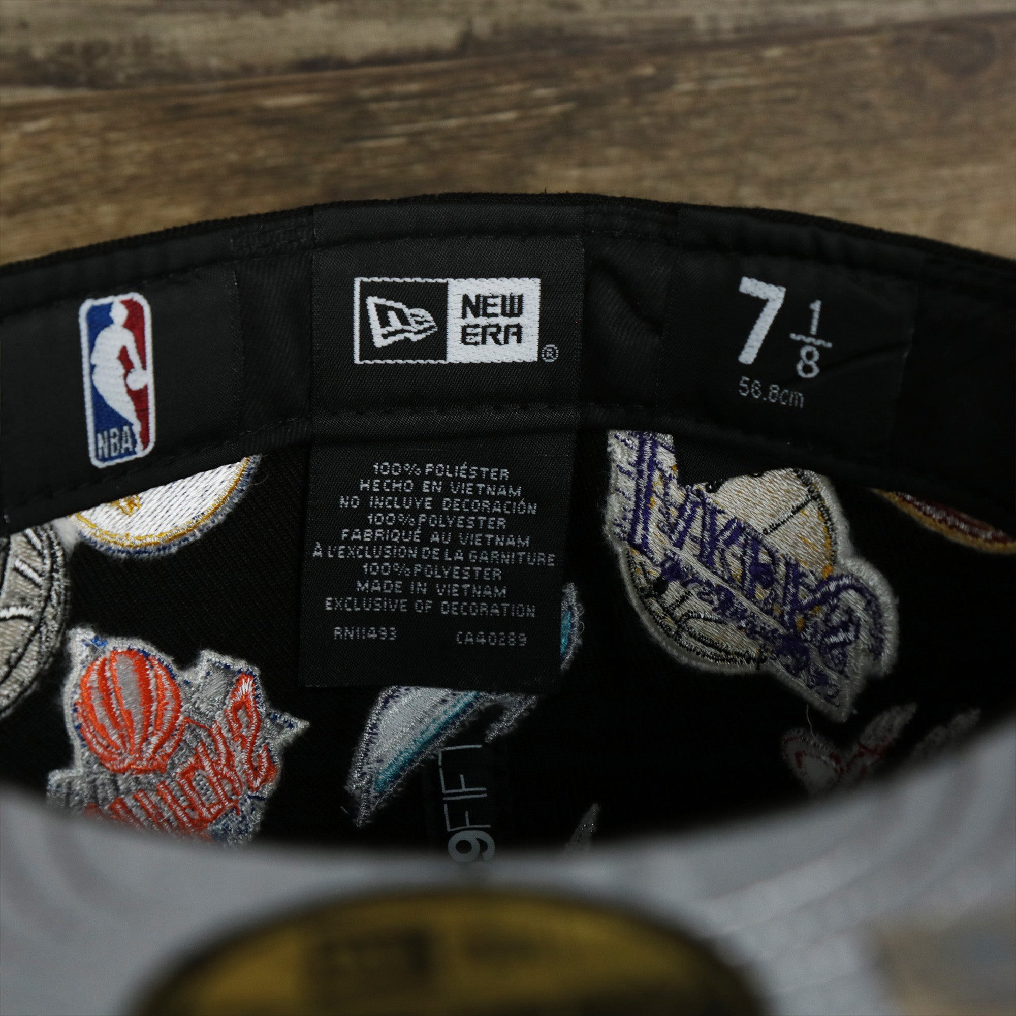 NBA Logo All Over patch fitted 59Fifty Cap with Gray Bottom | Black