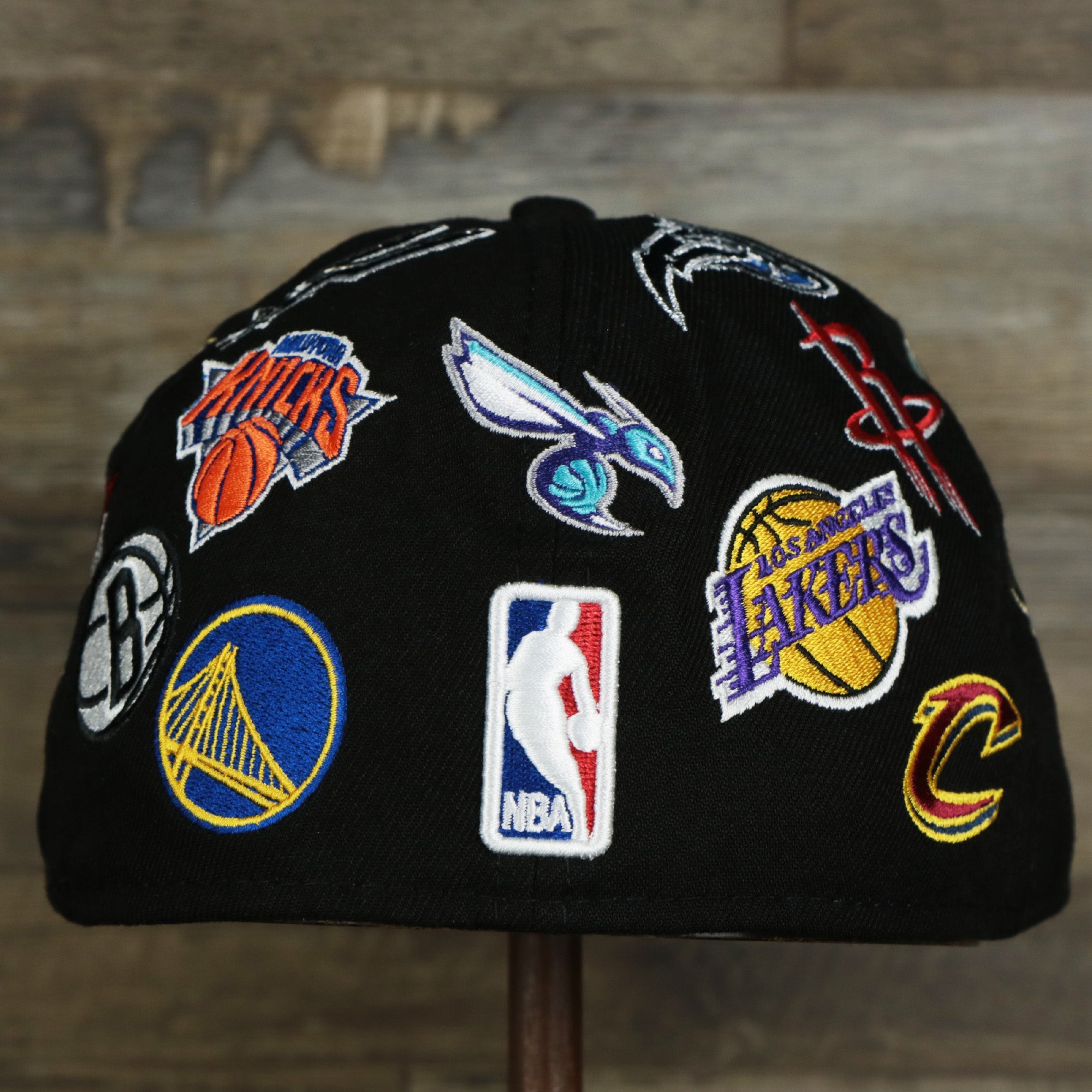 NBA Logo All Over patch fitted 59Fifty Cap with Gray Bottom | Black