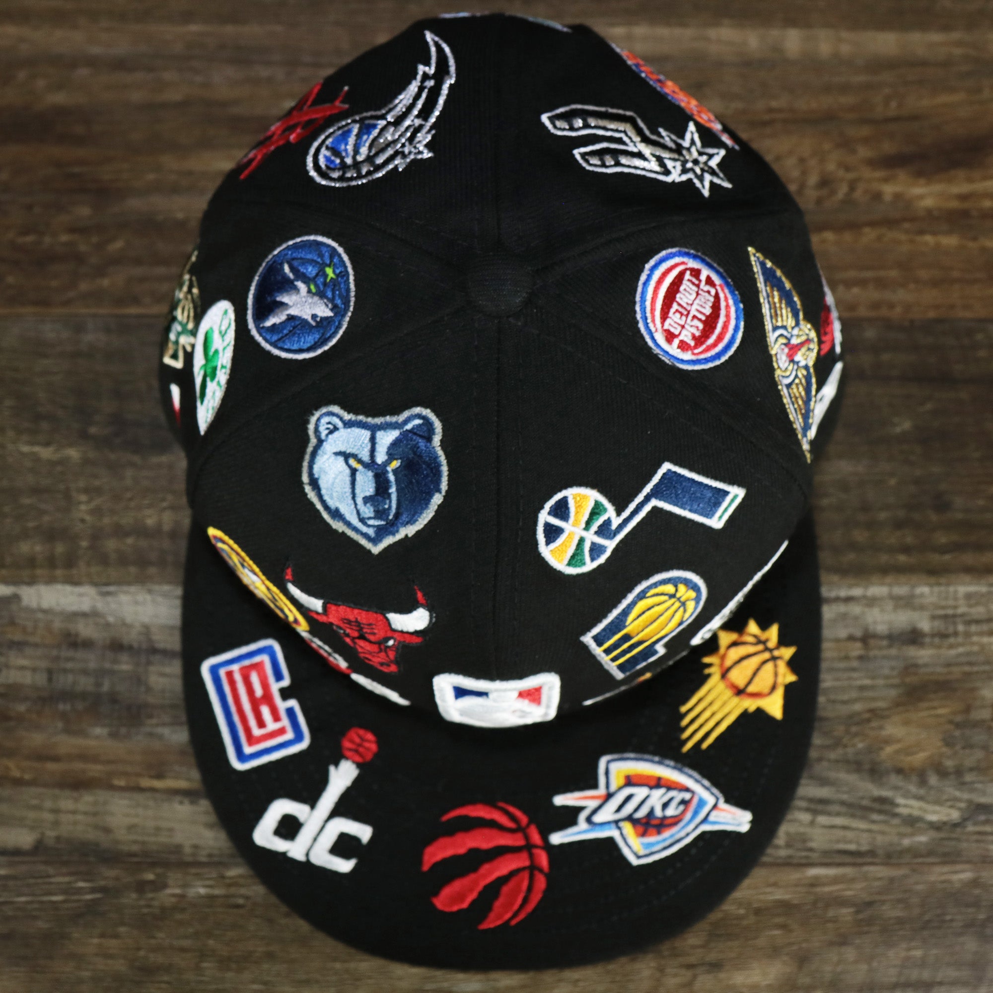 NBA Logo All Over patch fitted 59Fifty Cap with Gray Bottom | Black