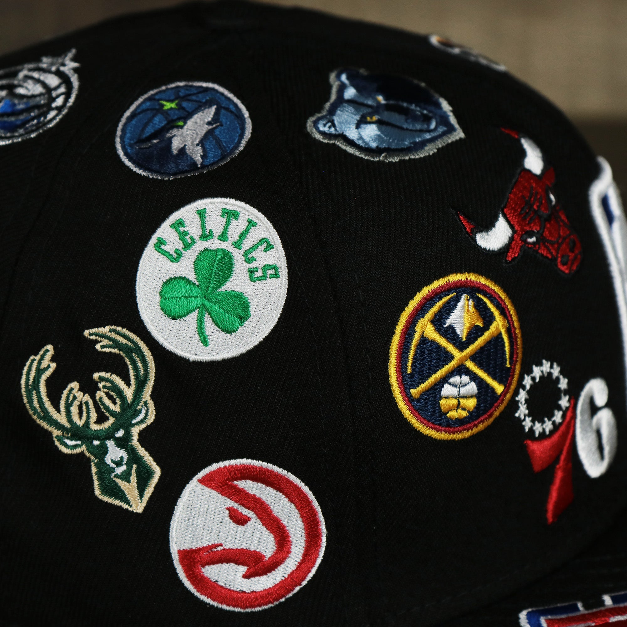 NBA Logo All Over patch fitted 59Fifty Cap with Gray Bottom | Black