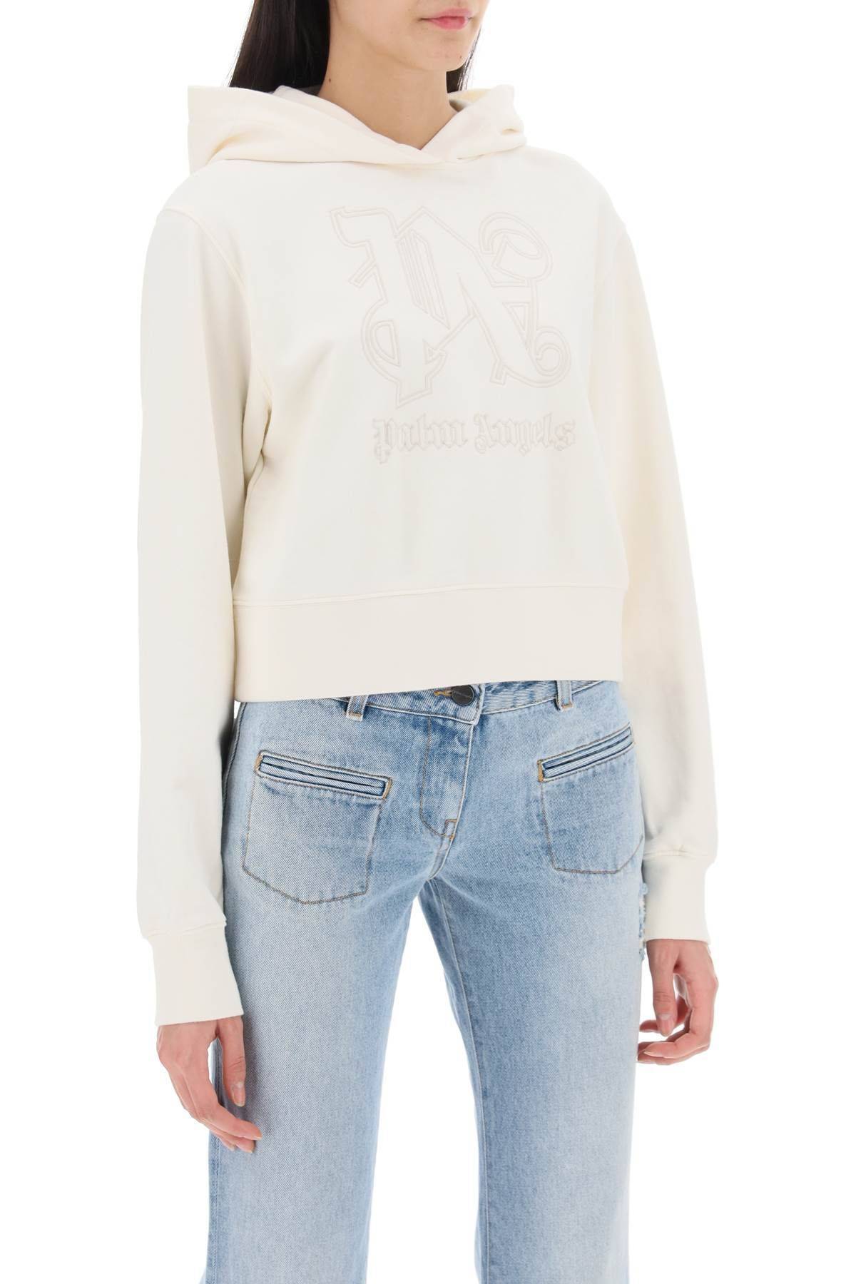 Palm Angels  |Monogram Long Sleeves Cotton Cropped Tops