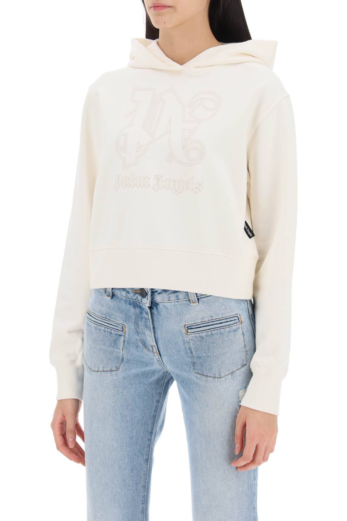 Palm Angels  |Monogram Long Sleeves Cotton Cropped Tops