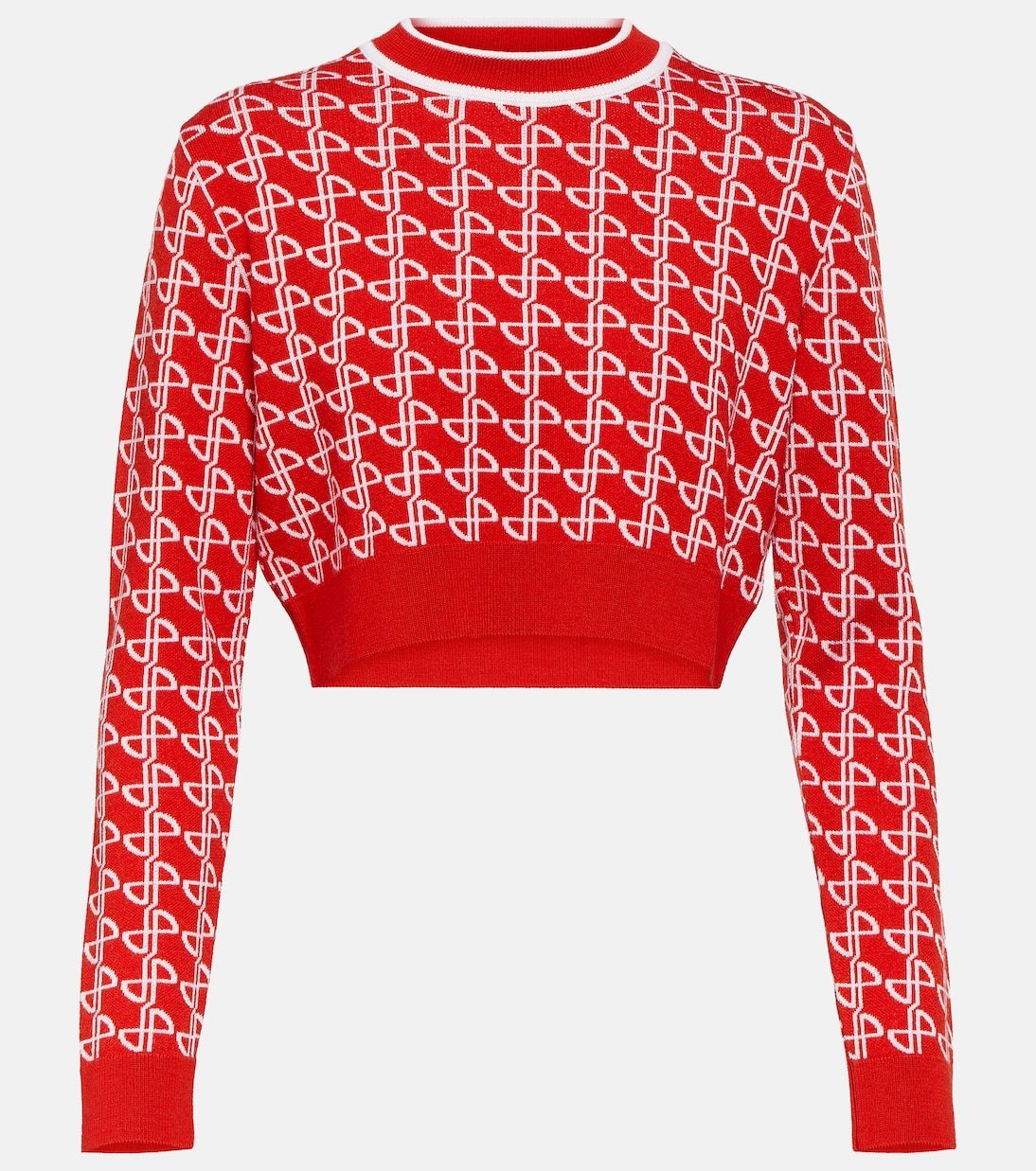 PATOU  |Crew Neck Wool Long Sleeves Cropped Tops V-neck & Crew neck