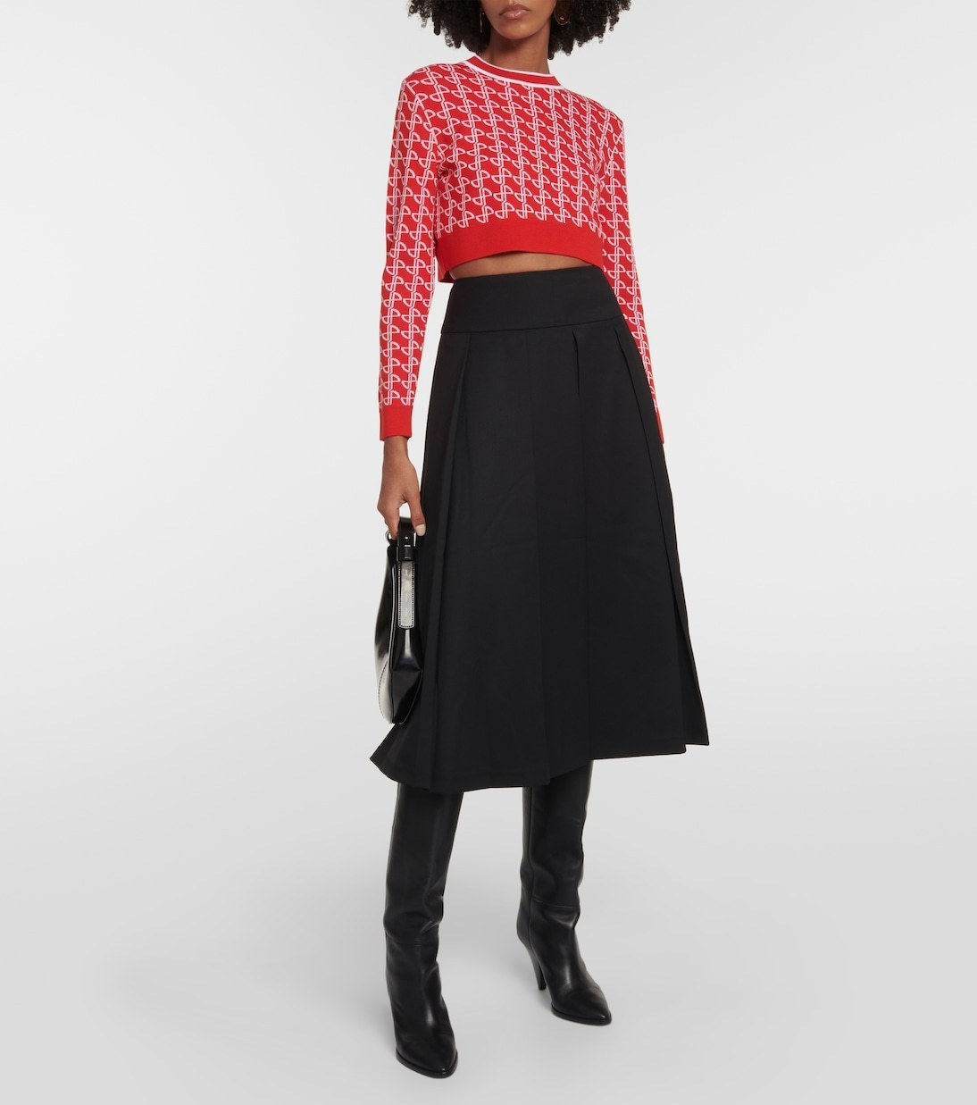 PATOU  |Crew Neck Wool Long Sleeves Cropped Tops V-neck & Crew neck