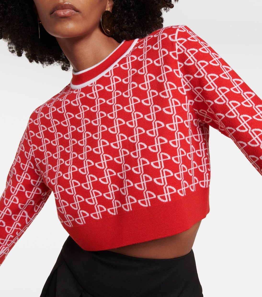 PATOU  |Crew Neck Wool Long Sleeves Cropped Tops V-neck & Crew neck