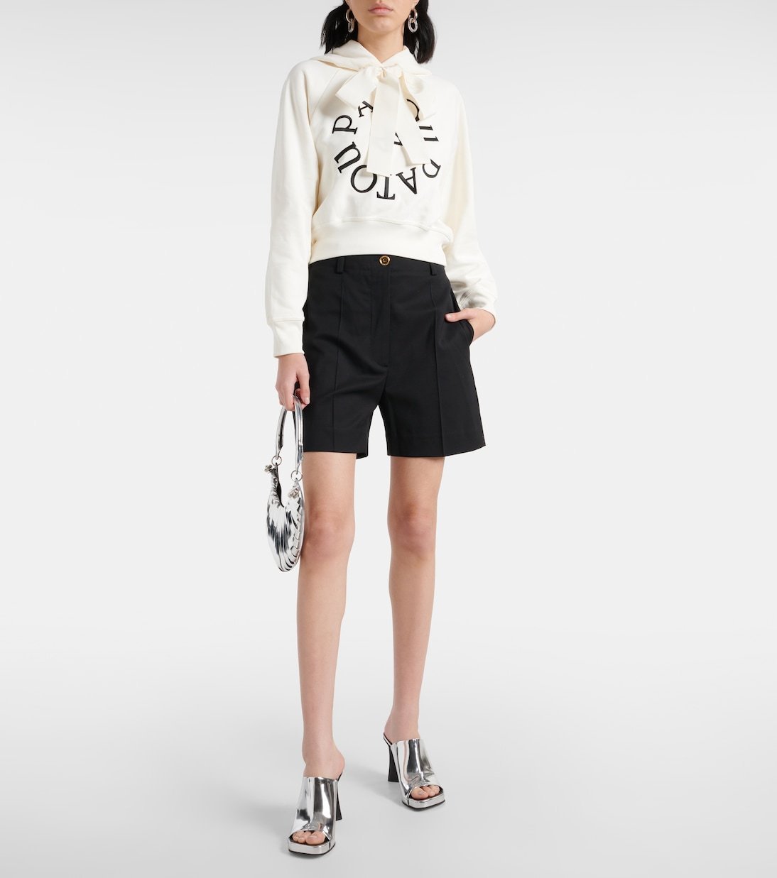 PATOU  |Long Sleeves Plain Cotton Logo Cropped Tops