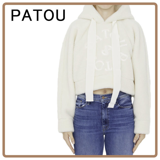 PATOU  |Long Sleeves Plain Logo Cropped Tops Hoodies & Sweatshirts