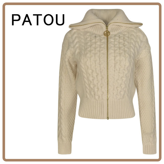 PATOU  |Wool Long Sleeves Plain Cropped Tops V-neck & Crew neck