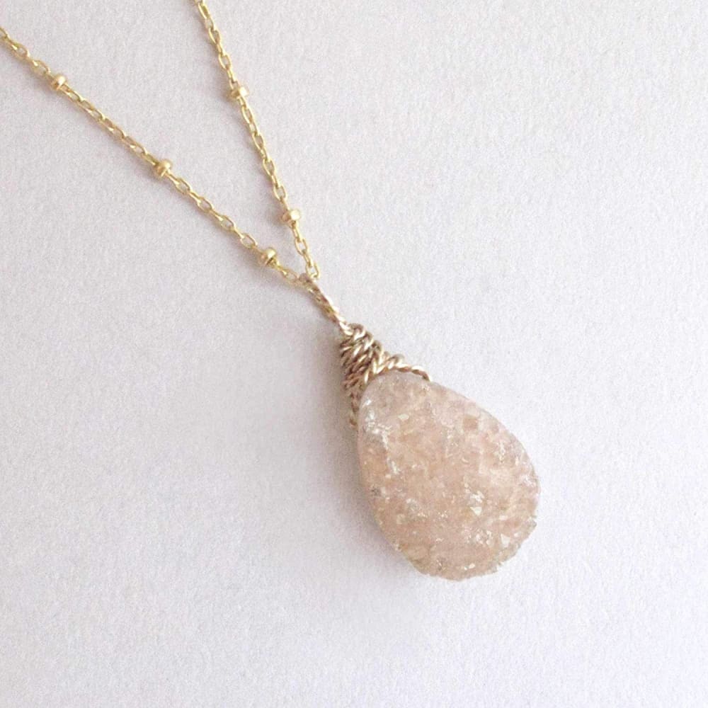 Peach Champagne Druzy Quartz Gemstone Geode