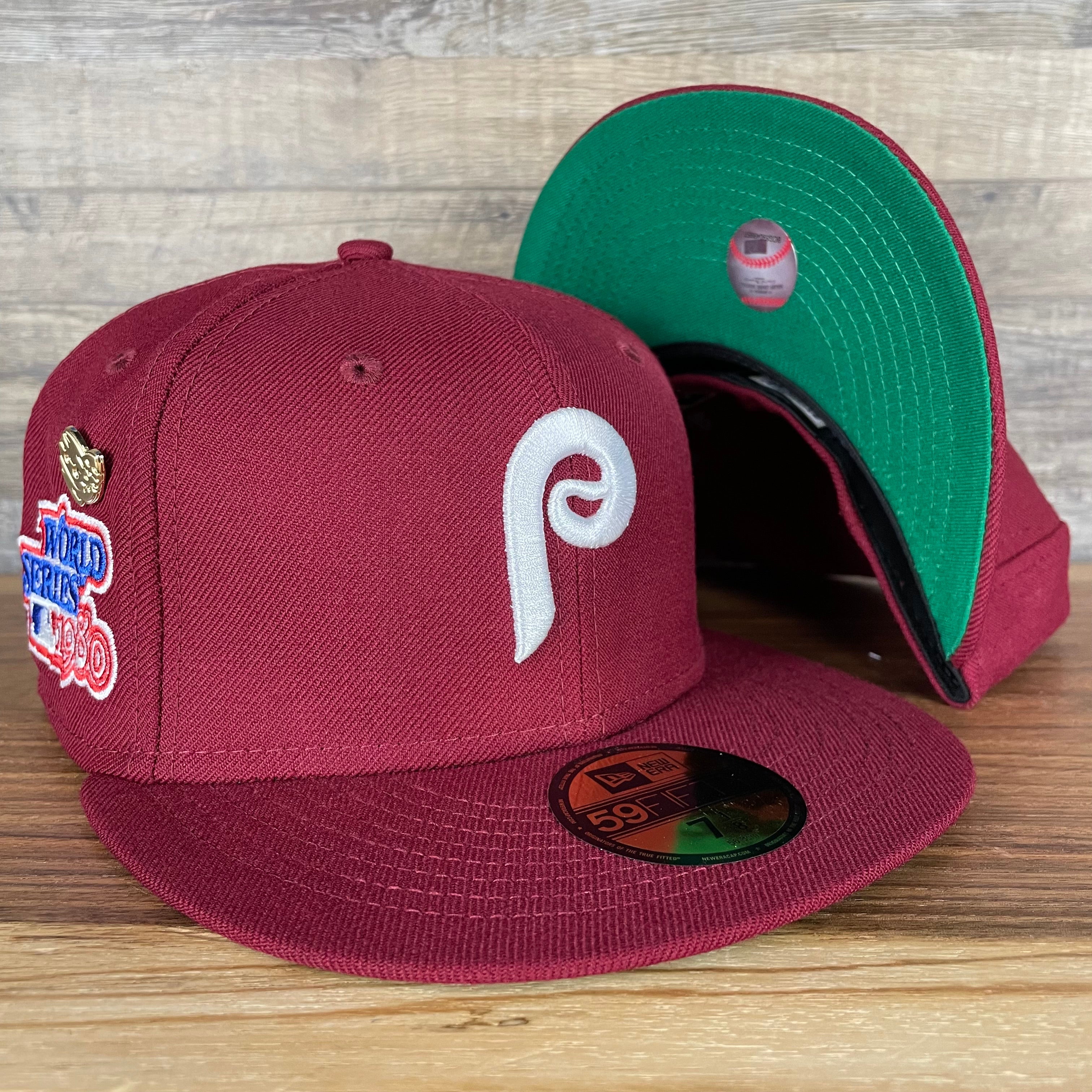 Philadelphia Phillies Cooperstown 5950 Day Side Patch Green Bottom 59Fifty Fitted Cap | Maroon