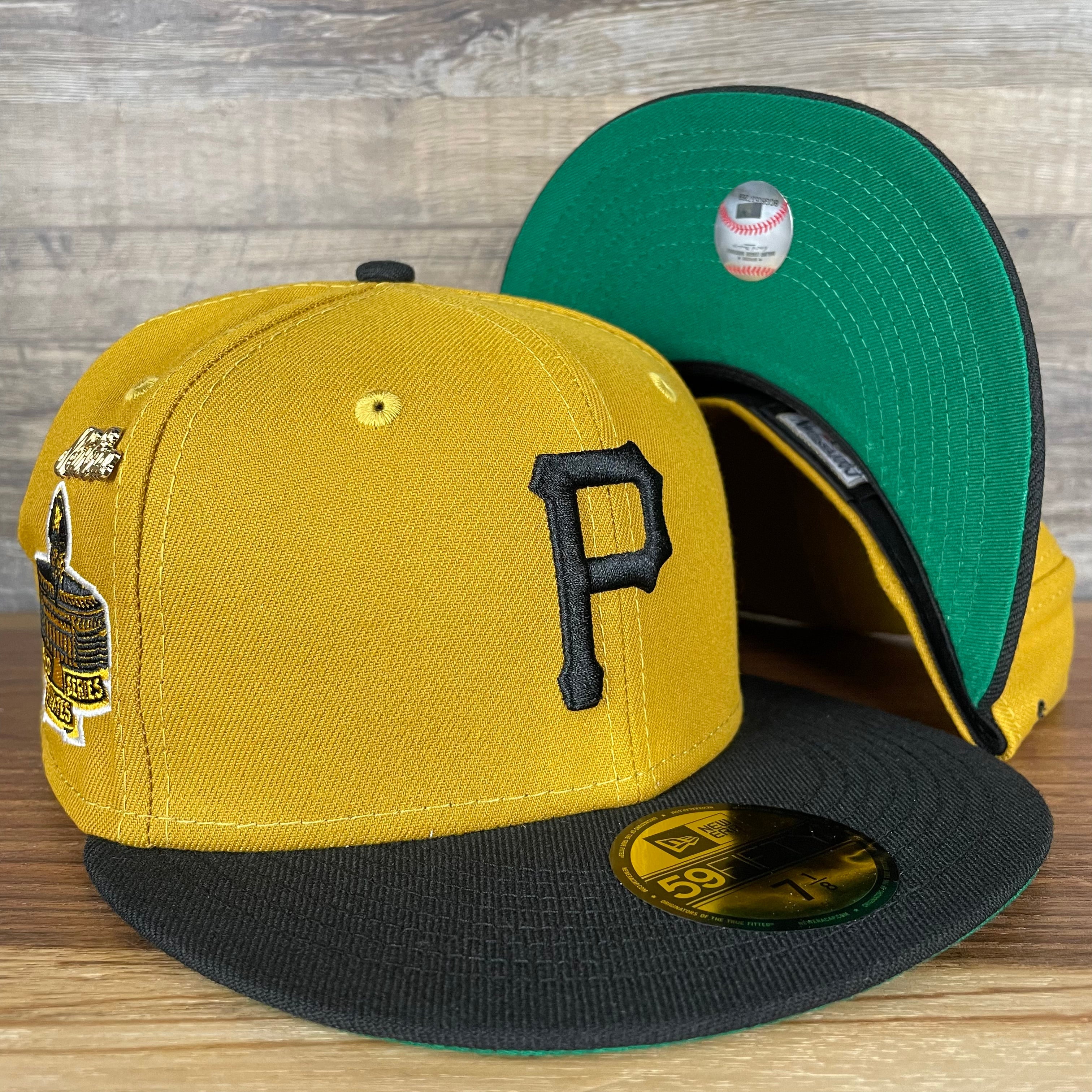 Pittsburgh Pirates Cooperstown 5950 Day Side Patch Green Bottom 59Fifty Fitted Cap | Old Gold