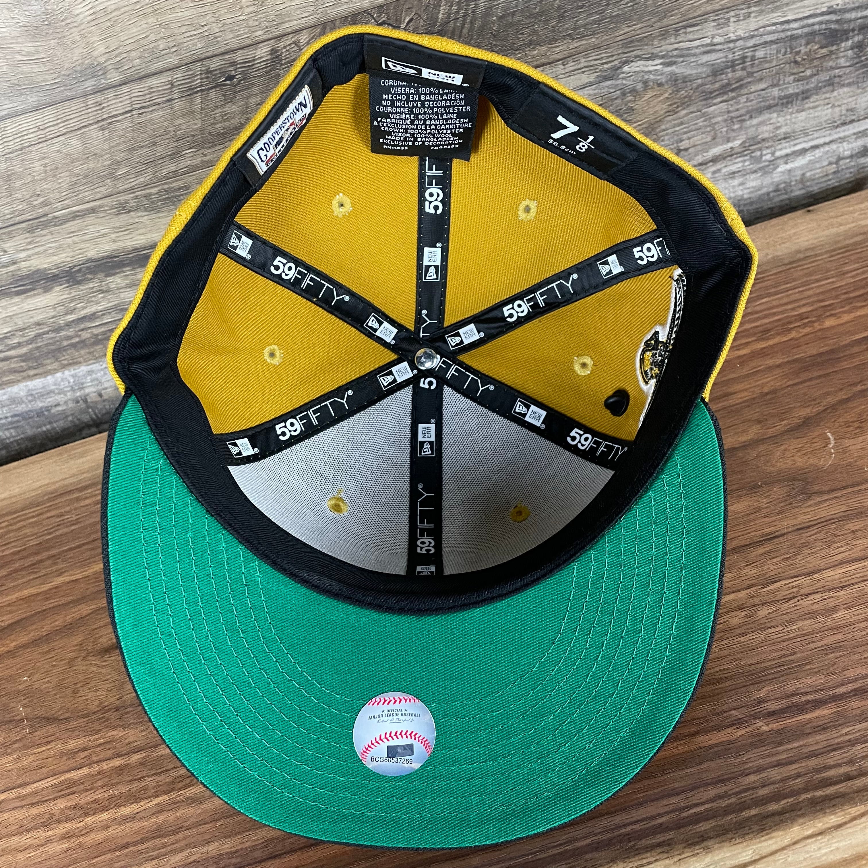 Pittsburgh Pirates Cooperstown 5950 Day Side Patch Green Bottom 59Fifty Fitted Cap | Old Gold