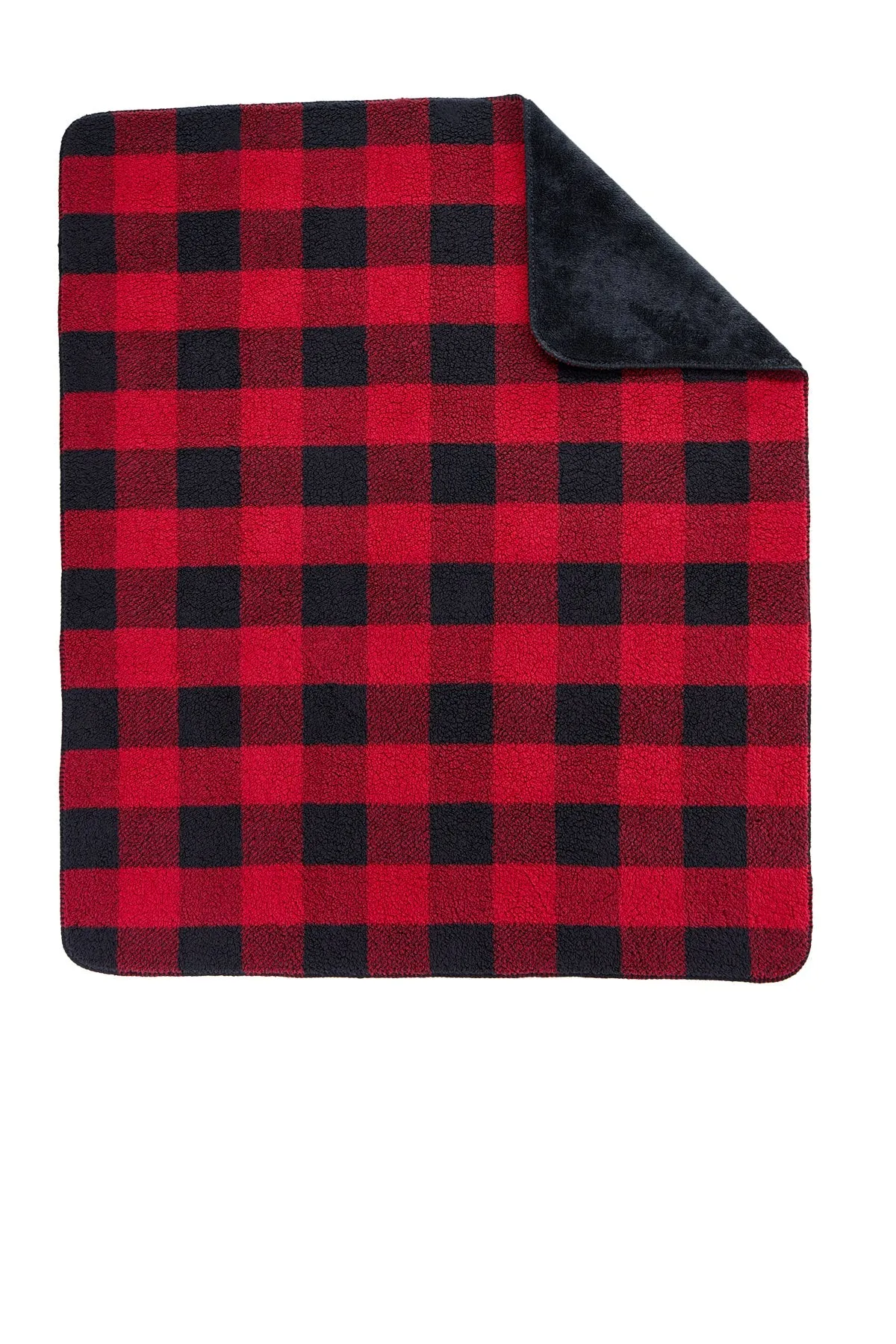 Port Authority Double-Sided Sherpa/Plush Blankets, Black/ Red Buffalo Plaid