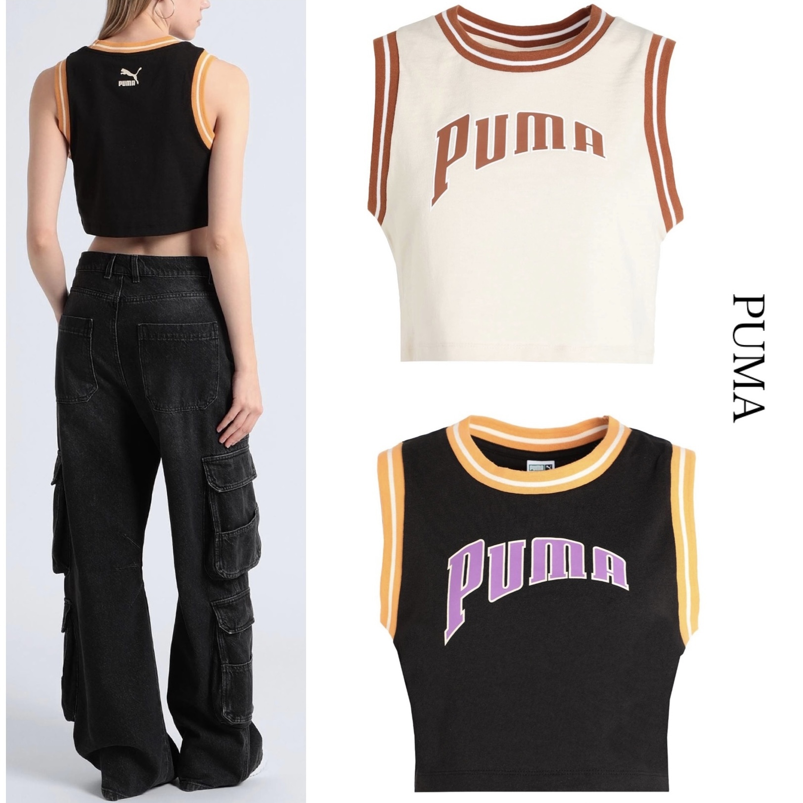 PUMA  |Crew Neck Cotton Logo Cropped Tops Tanks & Camisoles